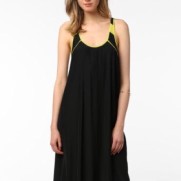 urban outfitters maxi sleeveless dress kingston sheer colorblock black small - Picture 2 of 8